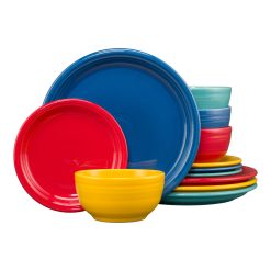 Fiesta Dinnerware - Mixed Vibrant Bistro Coupe 12-Piece Dinnerware Set, Service for 4