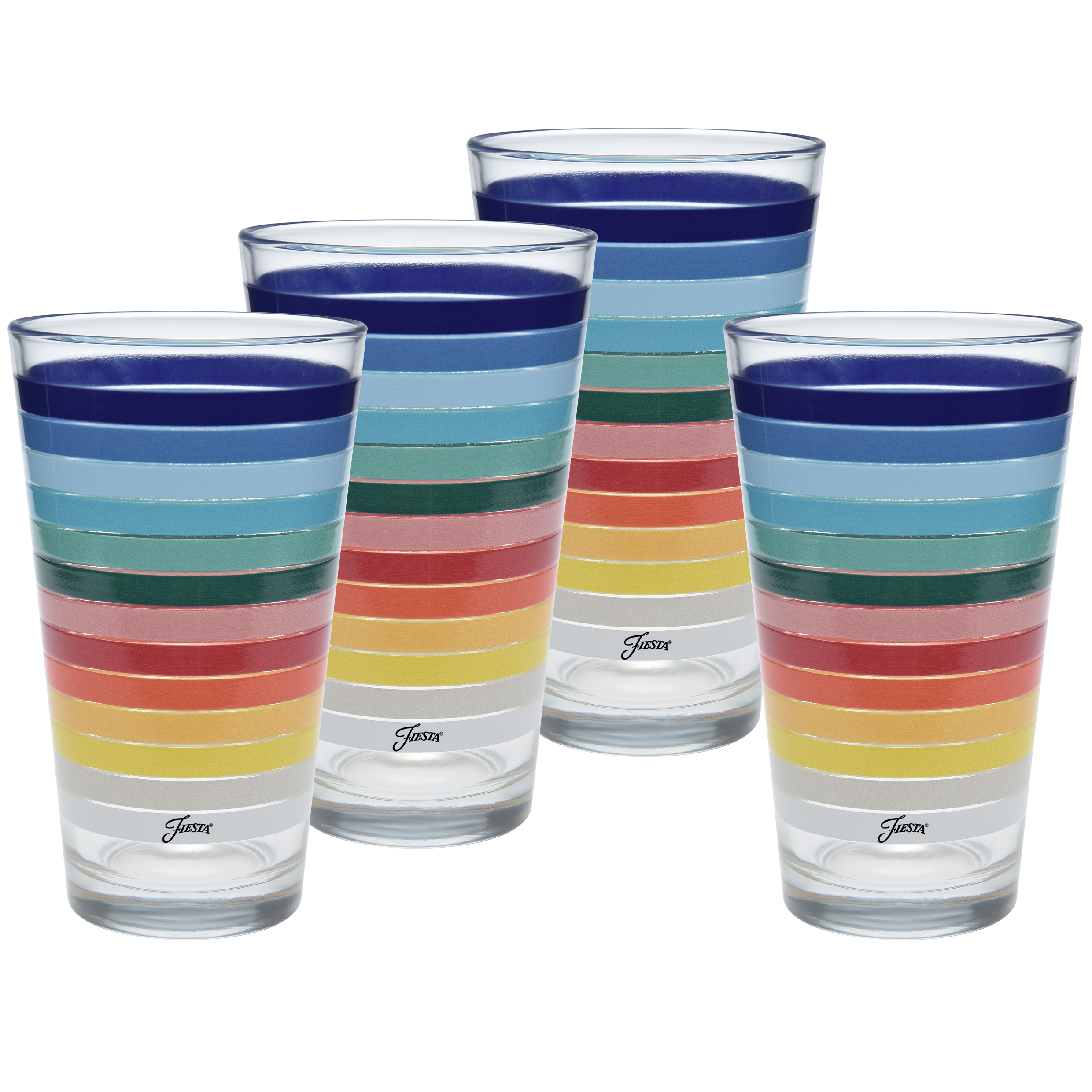 Fiesta Dinnerware - 16 oz. All Colors Stripe Cooler Glass - Set of 4