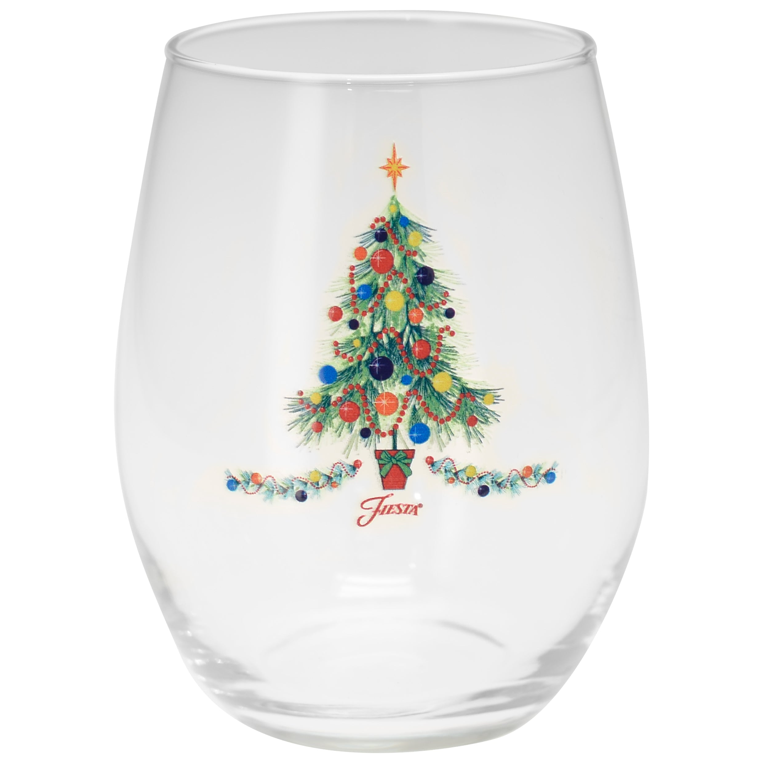 Fiesta Dinnerware - 15 oz. Fiesta® Christmas Tree Stemless Wine, Set of 4 - Image 2