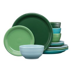 Fiesta Dinnerware - Mixed Aegean Bistro Coupe 12-Piece Dinnerware Set, Service for 4