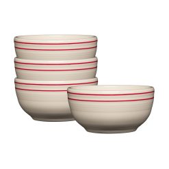 Fiesta Dinnerware - Americana Scarlet Bands Set of 4 Bistro Coupe 5 1/2 Inch Cereal Bowl 22 oz