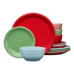 Fiesta Dinnerware - Peppermint Frost Mixed Color Bistro Coupe 12-Piece Dinnerware Set, Service for 4