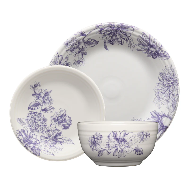 Botanical Floral Lavender Classic Bistro 3-Piece Place Setting