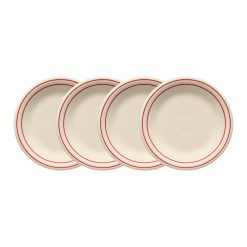 Fiesta Dinnerware - Americana Scarlet Band Set of 4 Classic Rim 7 1/4-Inch Salad Plates