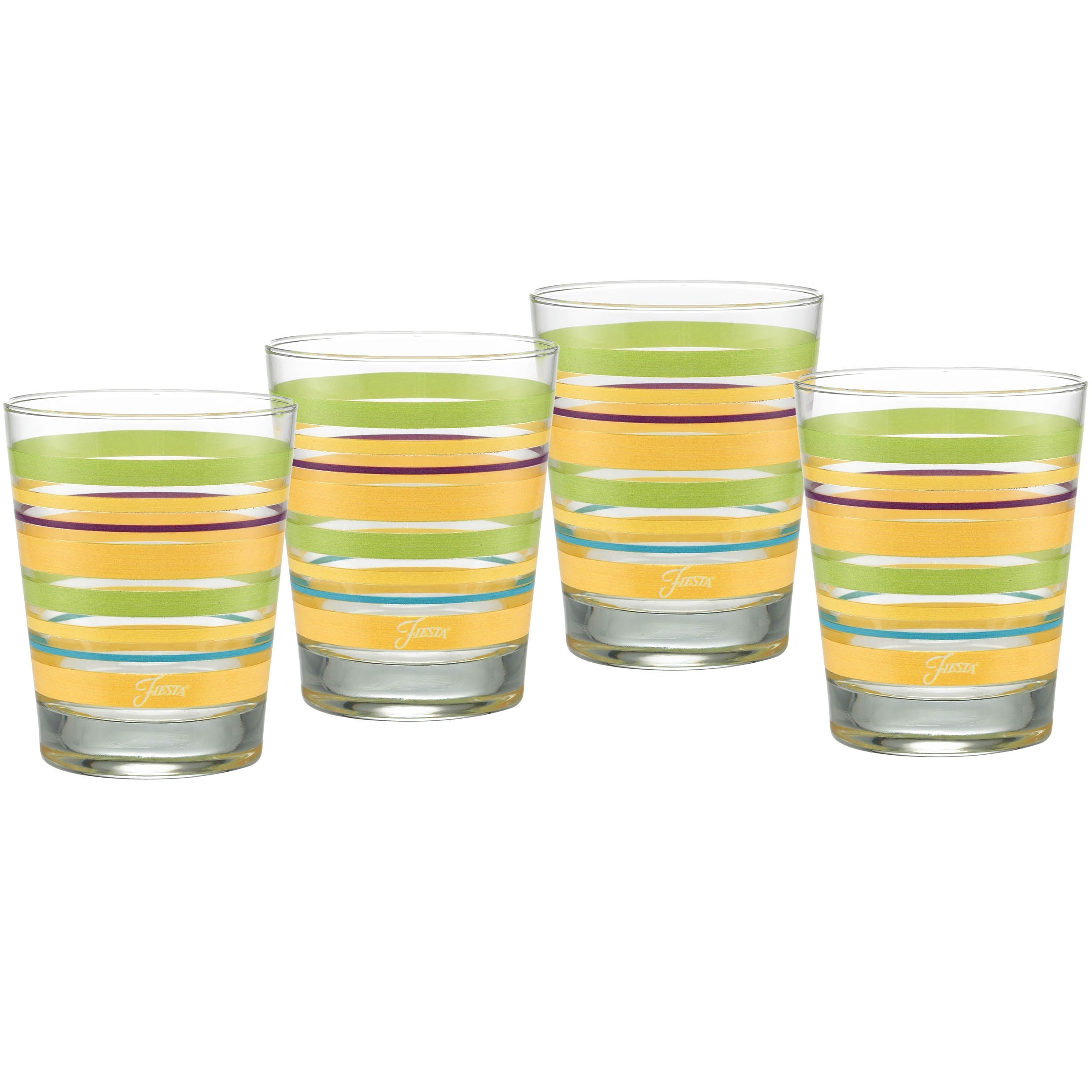 Fiesta Dinnerware - Retired 15 oz. Fiesta® Caribbean Sunset Stripes Tapered Double Old Fashion, Set of 4