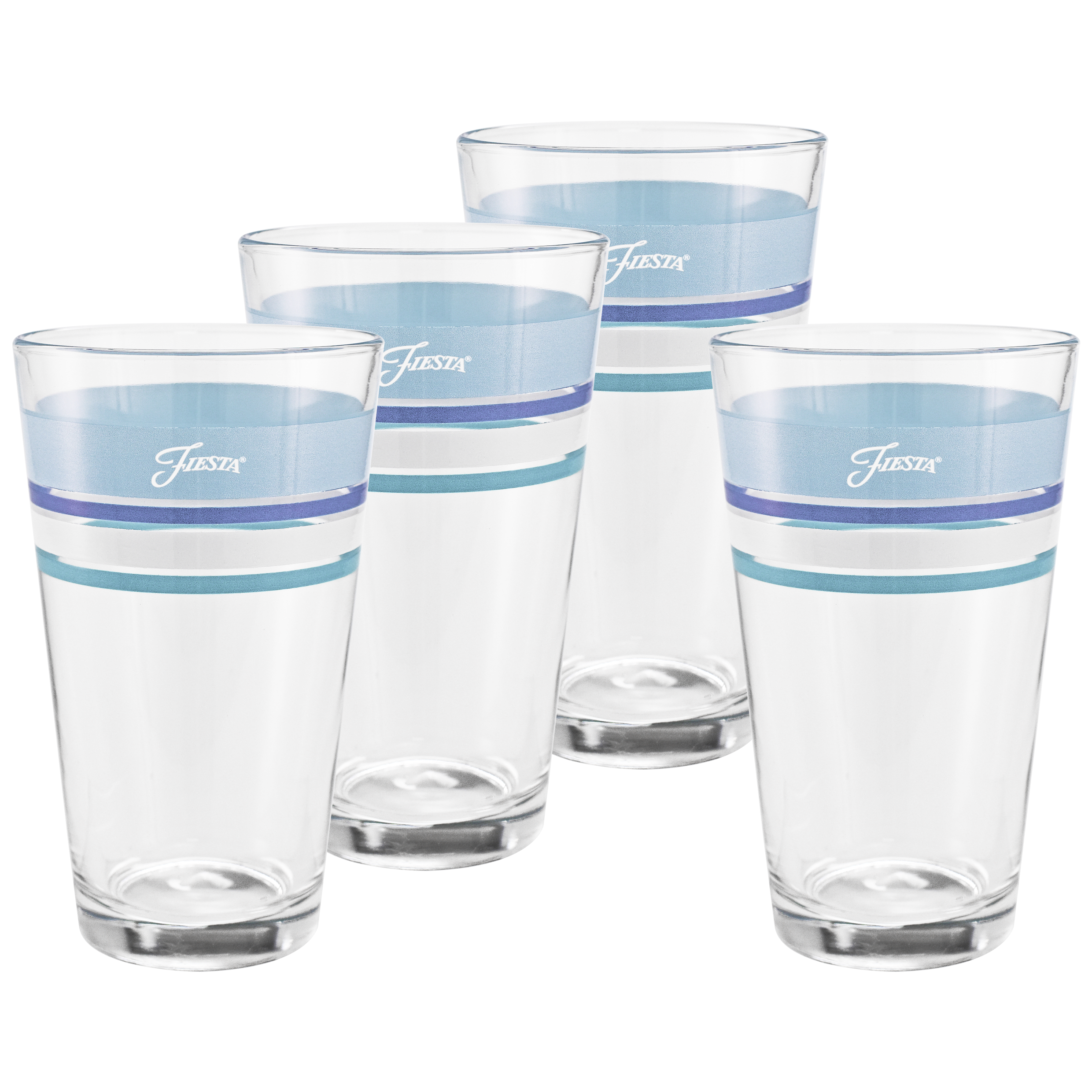 Fiesta Dinnerware - 16 oz. Fiesta® Edgeline Coastal Blue Cooler Glass - Set of 4
