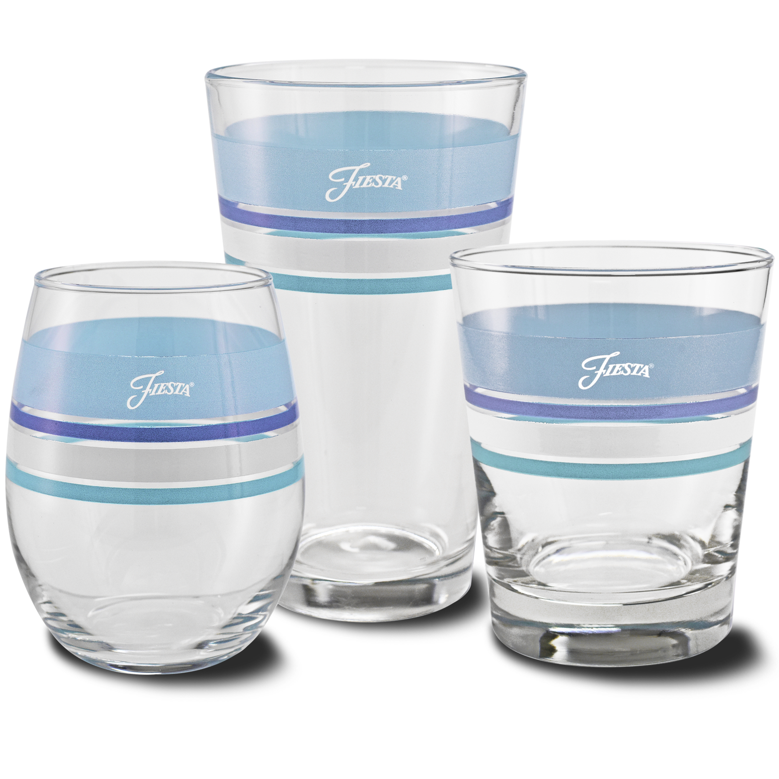 Fiesta Dinnerware - 16 oz. Fiesta® Edgeline Coastal Blue Cooler Glass - Set of 4 - Image 3