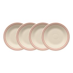 Fiesta Dinnerware - Americana Scarlet Band Set of 4 Classic Rim 9 Inch Luncheon Plate