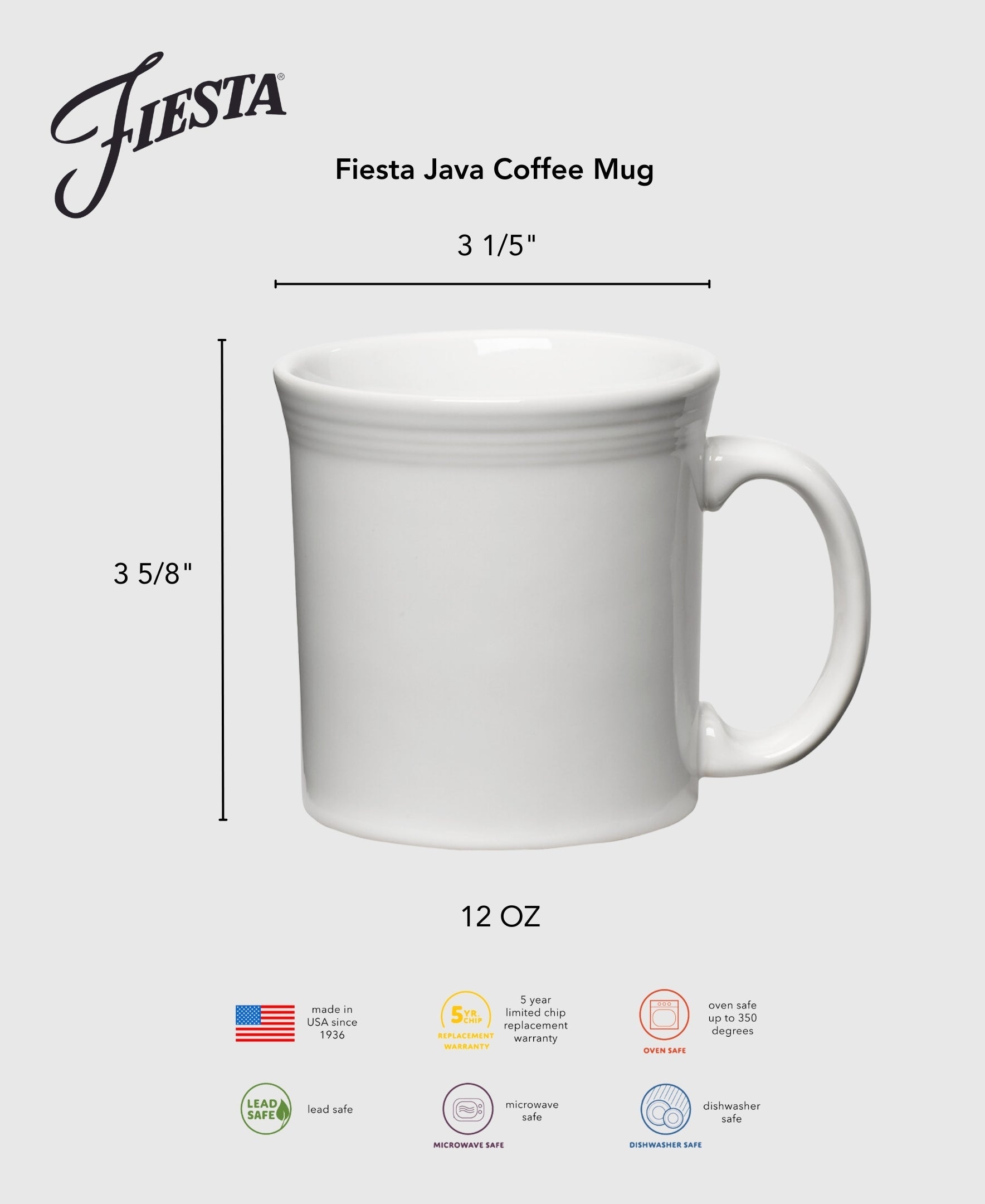 Fiesta Dinnerware - Lavender 12 OZ Java Coffee Mug - Image 4
