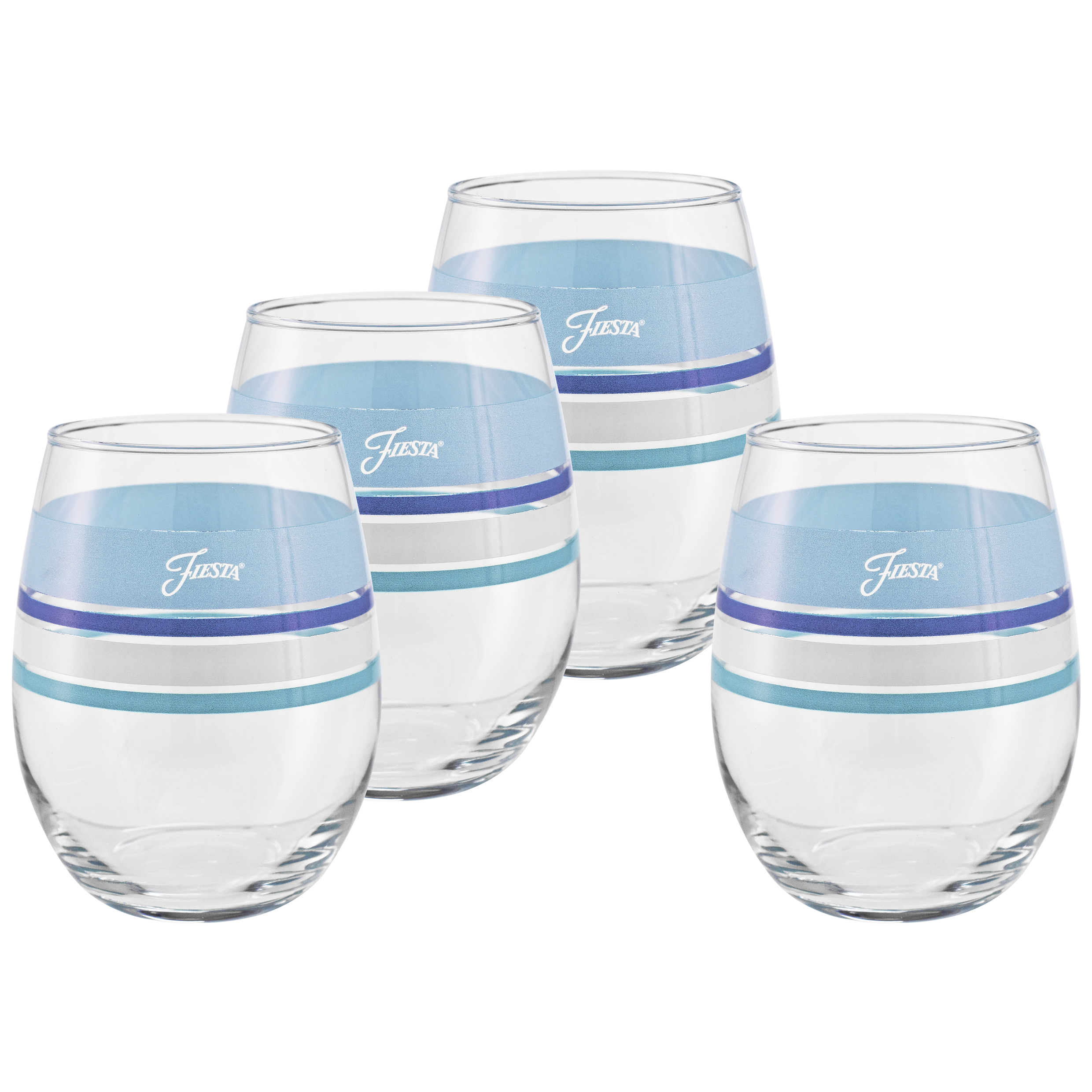 Fiesta Dinnerware - Coastal Blues 15 oz. Edgeline Stemless Wine, Set of 4