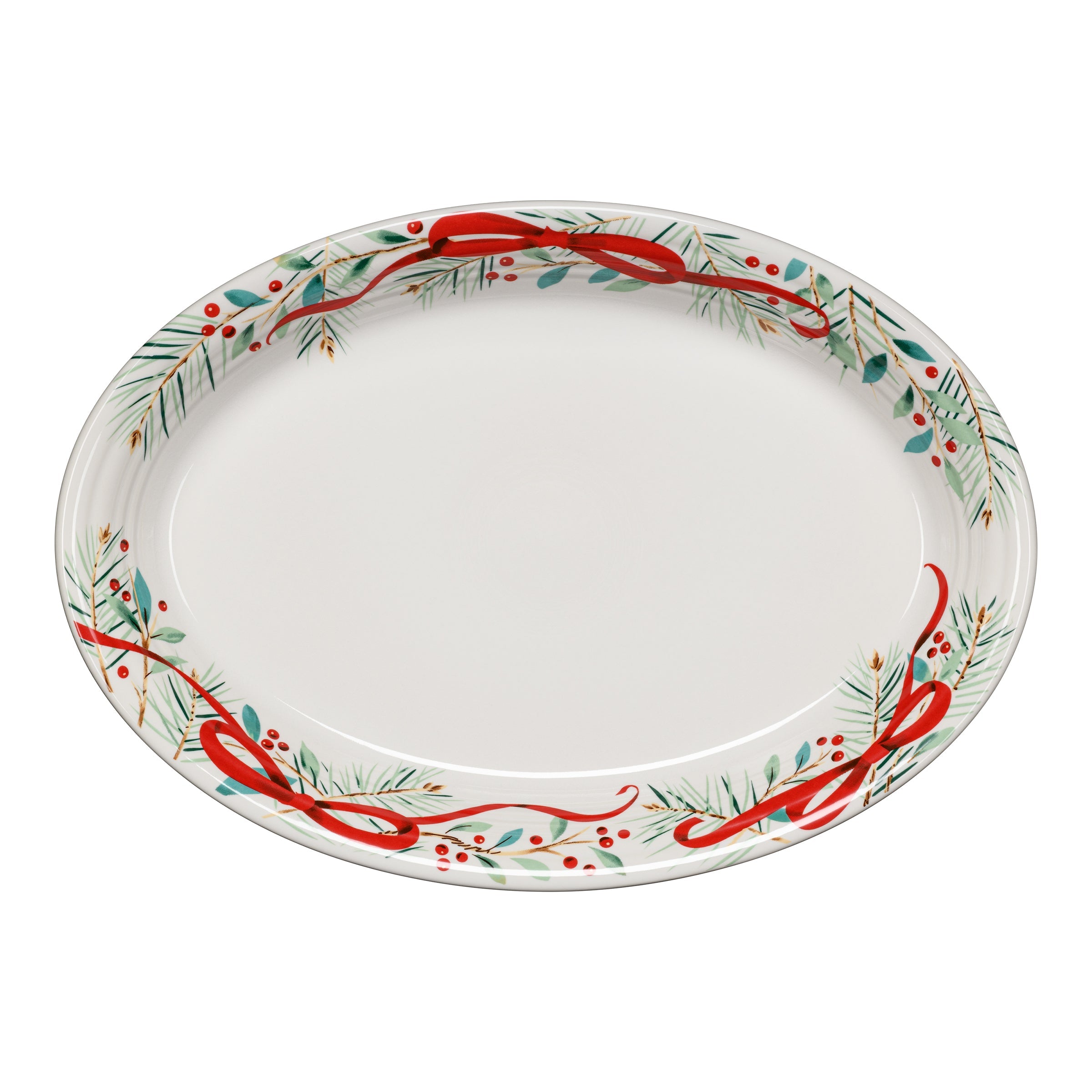 Fiesta Dinnerware - Holly Berry Christmas Garland 13 5/8 Inch Large Oval Serving Platter