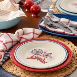 Alternative view of Fiesta Dinnerware - Americana Fan, Star, & Bow Classic Rim 9 Inch Luncheon Plate