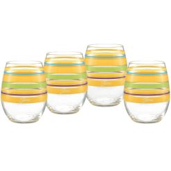 Fiesta Dinnerware - Retired 15 oz. Fiesta® Caribbean Sunset Stripes Stemless Wine, Set of 4