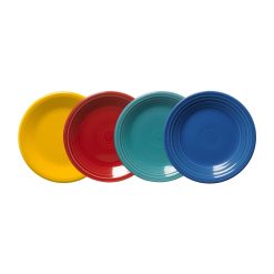 Fiesta Dinnerware - Mixed Vibrant Classic Rim 7 1/4 Inch Salad Plate, Set of 4