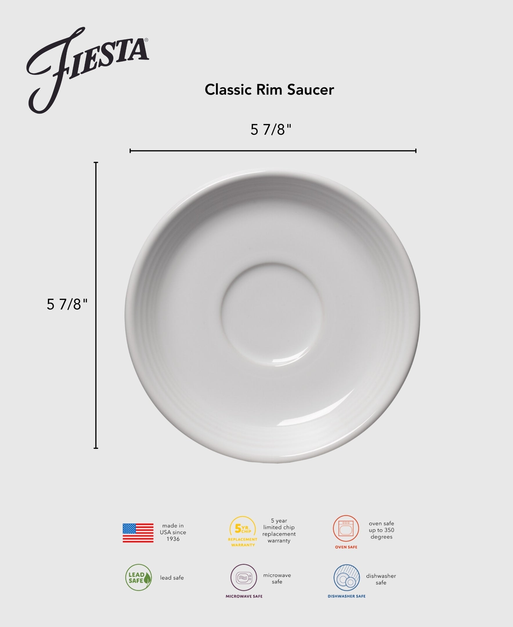 Fiesta Dinnerware - New Retired Classic Rim 5 7/8 Inch Saucer - Image 3