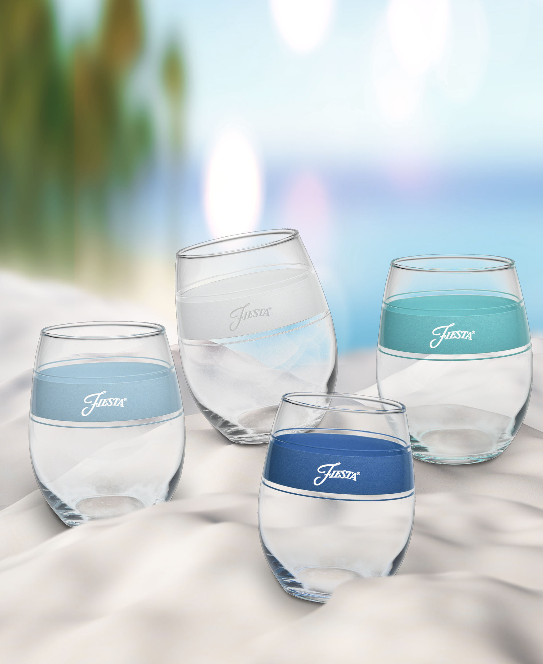 Fiesta Dinnerware - Coastal Blues 15 oz. Frame Stemless Wine Mixed Color, Set of 4 - Image 6
