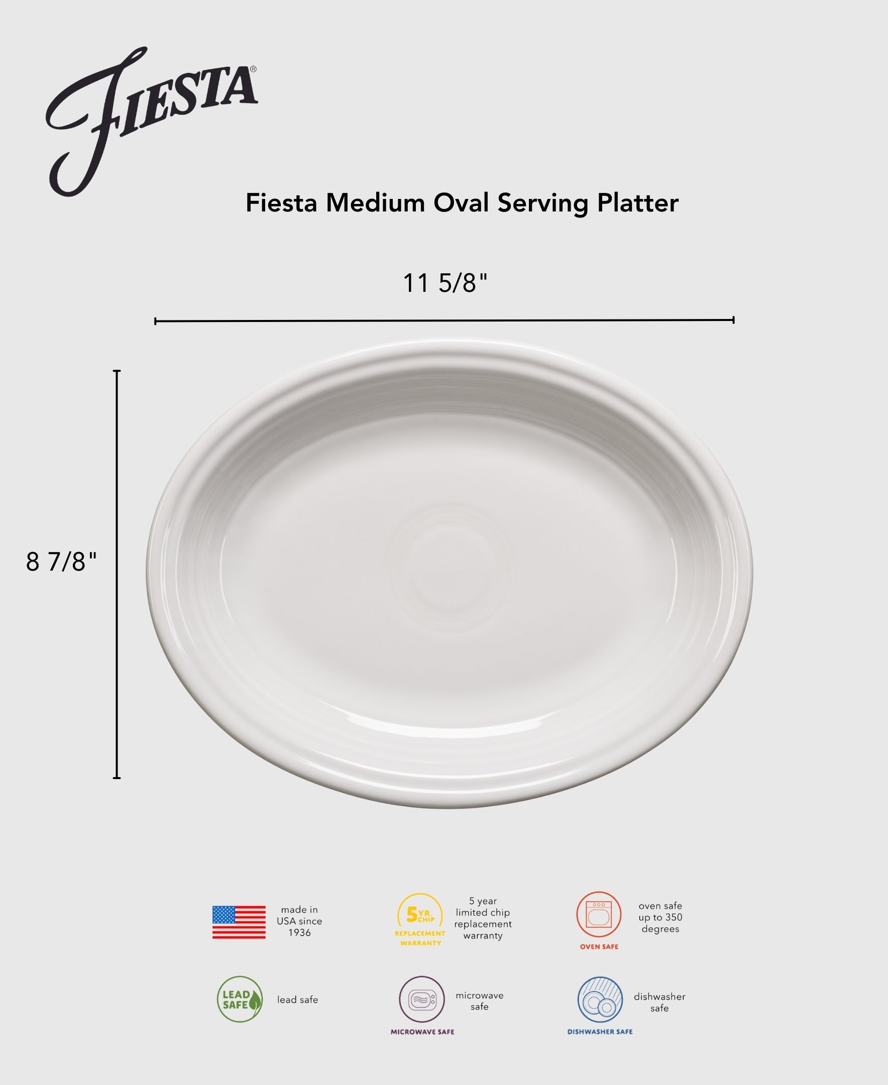 Fiesta Dinnerware - Fiesta 11 5/8 Inch Medium Oval Serving Platter - Image 5