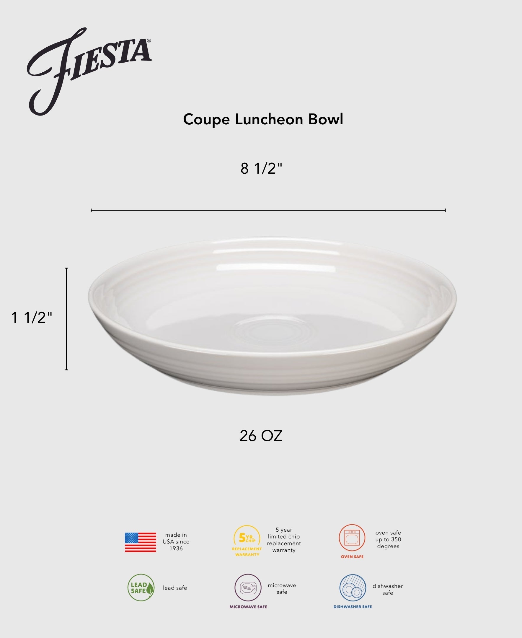 Fiesta Dinnerware - Lavender Coupe 8 1/2 Inch Luncheon Bowl 26 OZ - Image 2