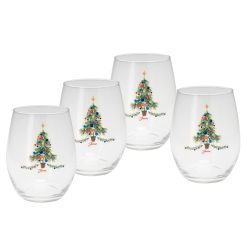 Fiesta Dinnerware - 15 oz. Fiesta® Christmas Tree Stemless Wine, Set of 4