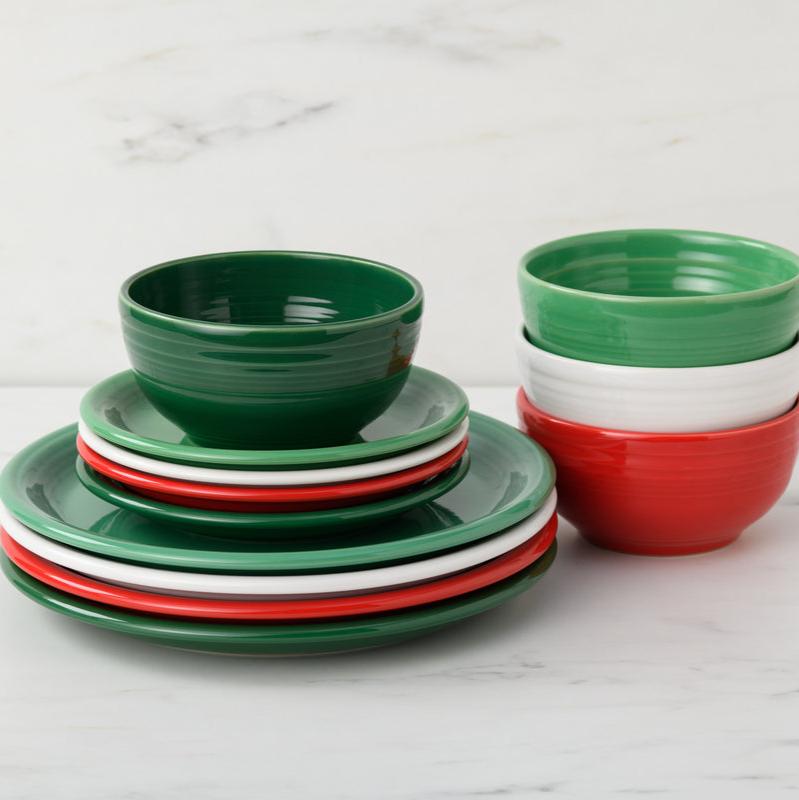 Fiesta Dinnerware - Christmas Mixed Color Bistro Coupe 12-Piece Dinnerware Set, Service for 4 - Image 2