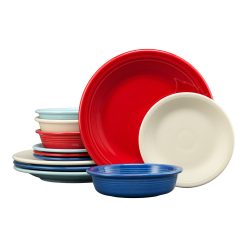 Fiesta Dinnerware - Mixed Americana Classic Rim 12-Piece Dinnerware Set, Service for 4