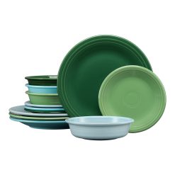 Fiesta Dinnerware - Mixed Aegean Classic Rim 12-Piece Dinnerware Set, Service for 4