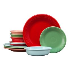 Fiesta Dinnerware - Peppermint Frost Mixed Color Classic Rim 12-Piece Dinnerware Set, Service for 4