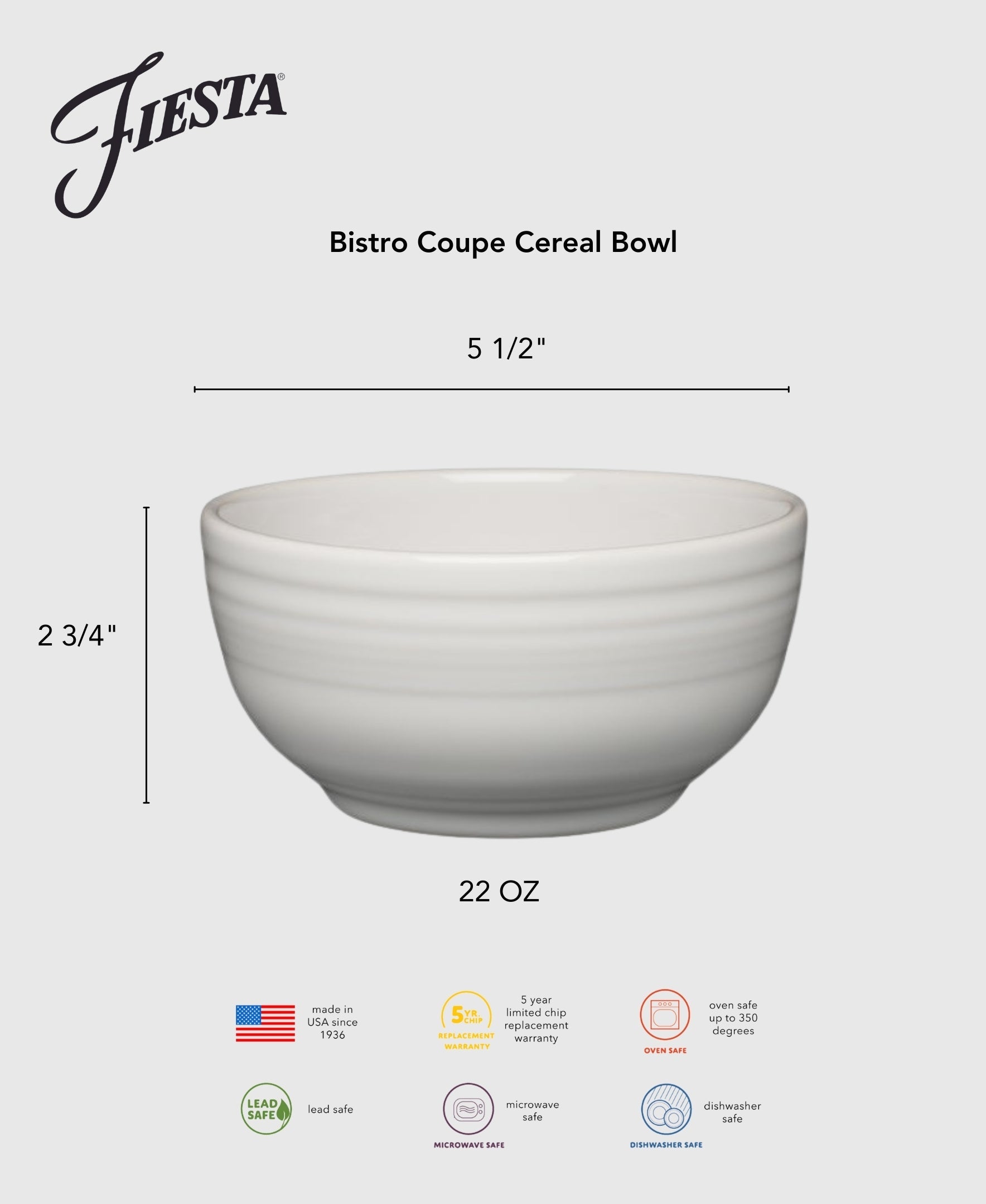 Fiesta Dinnerware - Lavender Bistro Coupe 5 1/2 Inch Cereal Bowl 22 OZ - Image 2