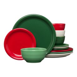 Fiesta Dinnerware - Christmas Mixed Color Bistro Coupe 12-Piece Dinnerware Set, Service for 4
