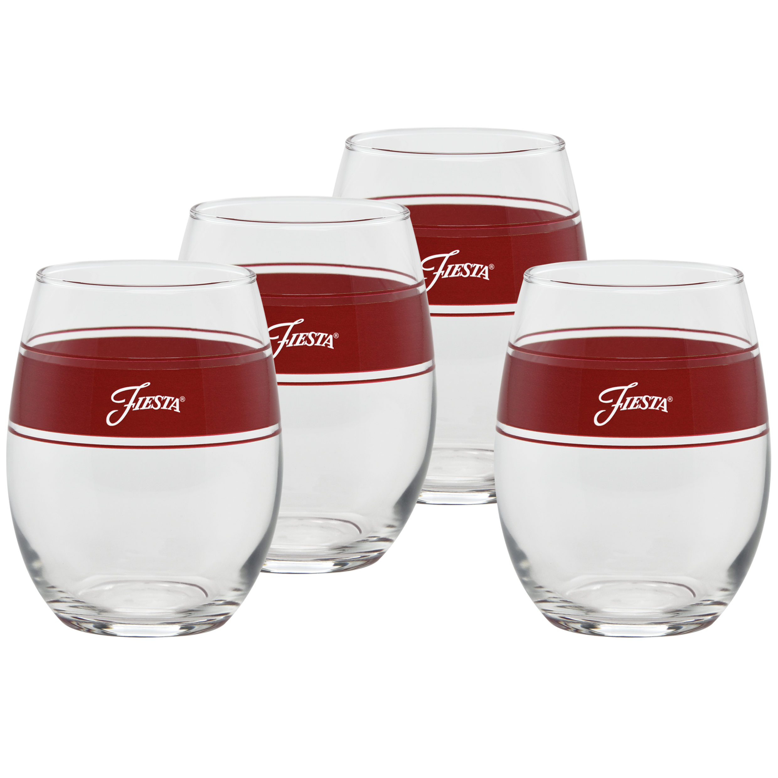 Fiesta Dinnerware - 15 oz. Fiesta® Frame Stemless Wine Scarlet, Set of 4