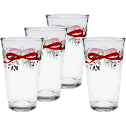 Fiesta Dinnerware - Holly Berry Christmas Garland 16 oz. Cooler Glass - Set of 4