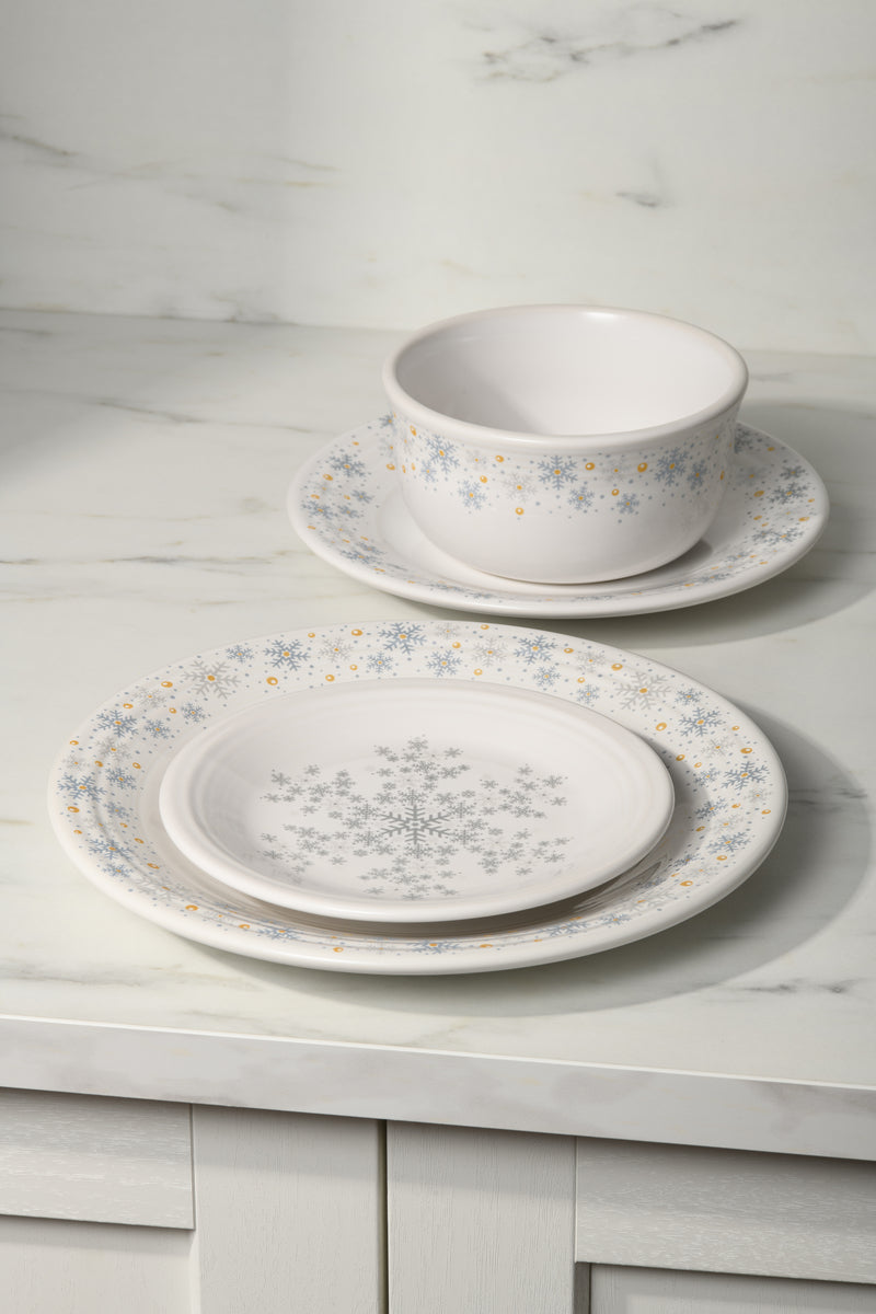 Fiesta Dinnerware - White Snowflake Classic Rim 10 1/2 Inch Dinner Plate - Image 2