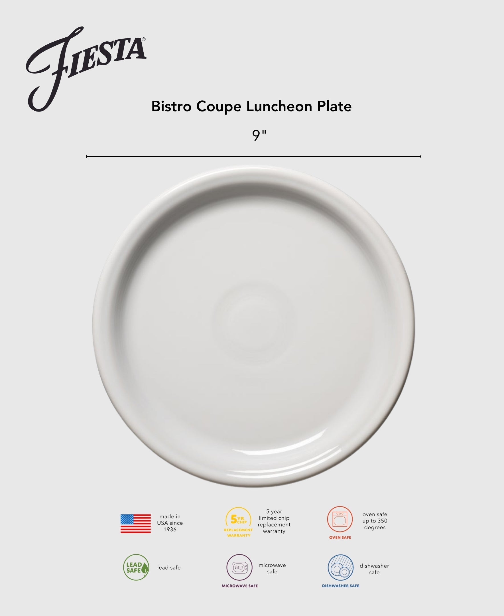 Fiesta Dinnerware - Bistro Coupe 9 Inch Luncheon Plate - Image 5