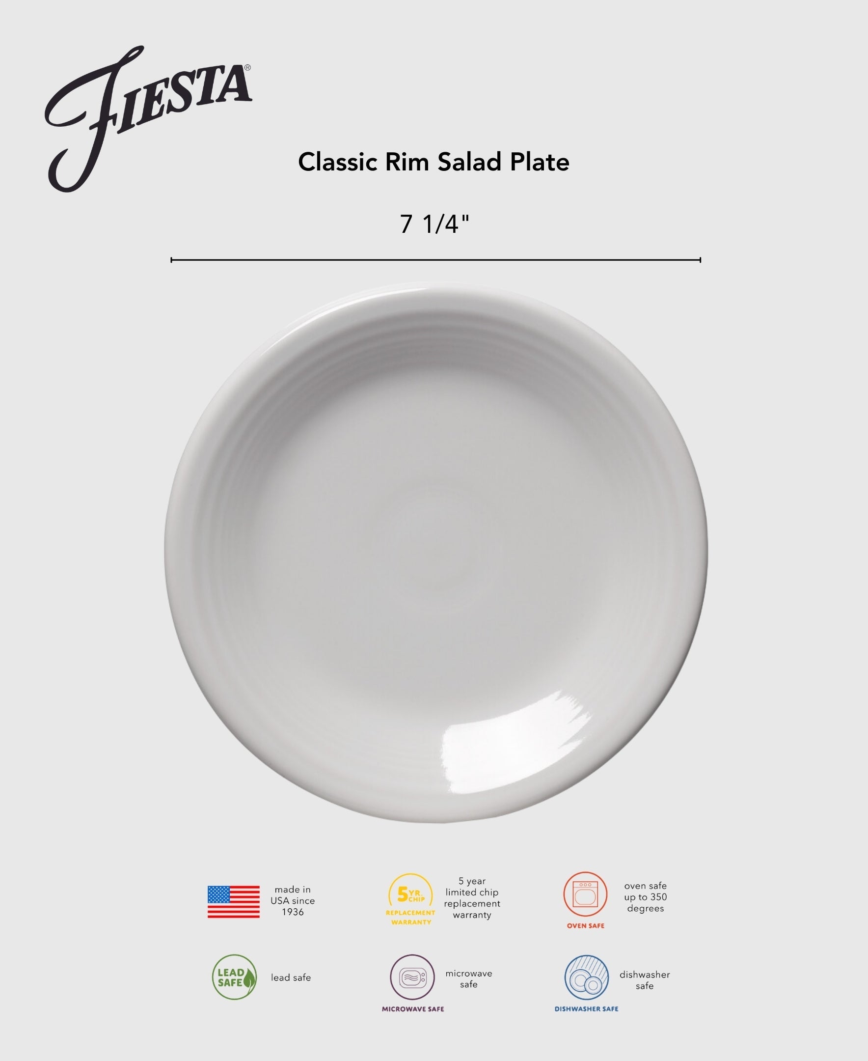 Fiesta Dinnerware - Lavender Classic Rim 7 1/4 Inch Salad Plate - Image 2